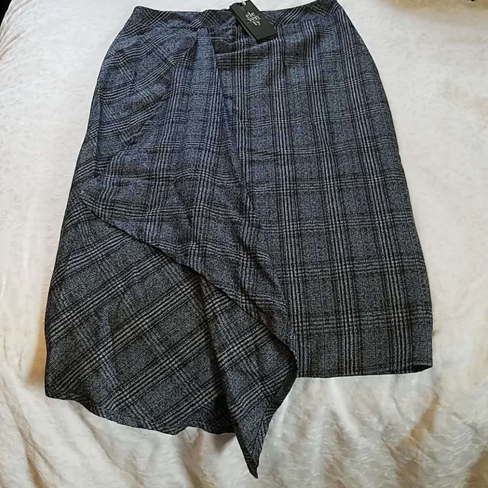 Eleventy. Checkered Asymmetrical Pencil Skirt